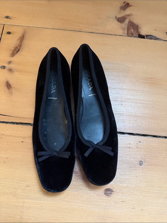 Prada Shoes - Prada Black Velvet Bow Ballet Flats